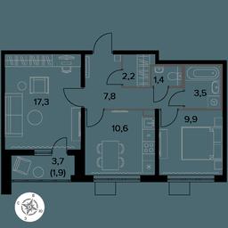 2-BD Apartment Sale, 54.6 sq. m. at Pervy Donskoj, zhiloy mikrorayon Sapronovo, derevnya Sapronovo, Leninskiy City District, Moscow Region, Russia #3