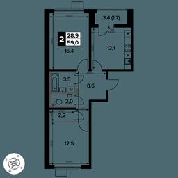2-BD Apartment Sale, 59 sq. m. at Pervy Donskoj, zhiloy mikrorayon Sapronovo, derevnya Sapronovo, Leninskiy City District, Moscow Region, Russia #2 2-BD Apartment Sale, 59 sq. m. at Pervy Donskoj, zhiloy mikrorayon Sapronovo, derevnya Sapronovo, Leninskiy City District, Moscow Region, Russia #2