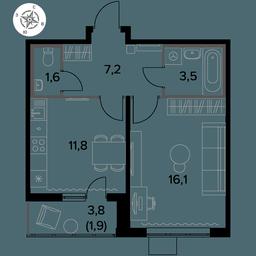 1-BD Apartment Sale, 42.1 sq. m. at Pervy Donskoj, zhiloy mikrorayon Sapronovo, derevnya Sapronovo, Leninskiy City District, Moscow Region, Russia #3