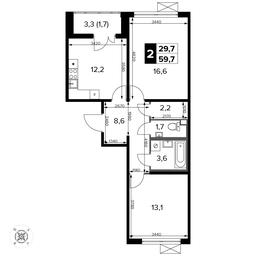 2-BD Apartment Sale, 59.6平方米 at Pervyi Leningradskiy, Pervy Leningradskiy Residential Complex, Moscow, Russia #2
