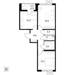 2-BD Apartment Sale, 59.6平方米 at Pervyi Leningradskiy, Pervy Leningradskiy Residential Complex, Moscow, Russia #3