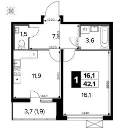1-BD Apartment Sale, 42.2 sq. m. at Pervyi Leningradskiy, Pervy Leningradskiy Residential Complex, Moscow, Russia #2