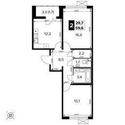 2-BD Apartment Sale, 59.6平方米 at Pervyi Leningradskiy, Pervy Leningradskiy Residential Complex, Moscow, Russia #4