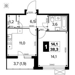 1-BD Apartment Sale, 38.4 sq. m. at Pervyi Leningradskiy, Pervy Leningradskiy Residential Complex, Moscow, Russia #4