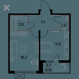 1-BD Apartment Sale, 42.2 sq. m. at Pervyi Leningradskiy, Pervy Leningradskiy Residential Complex, Moscow, Russia #3