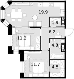 Продажа 2-комн. квартиры, 62,4 м² в ЖК «Театральный квартал», улица Ротмистрова, 2, Москва, Россия #3 Продажа 2-комн. квартиры, 62,4 м² в ЖК «Театральный квартал», улица Ротмистрова, 2, Москва, Россия #3