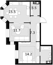 2-BD Apartment Sale, 57.7 sq. m. at Teatralnyi Kvartal, Rotmistrova Street, 2, Moscow, Russia #3 2-BD Apartment Sale, 57.7 sq. m. at Teatralnyi Kvartal, Rotmistrova Street, 2, Moscow, Russia #3