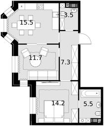 2-BD Apartment Sale, 57.7 sq. m. at Teatralnyi Kvartal, Rotmistrova Street, 2, Moscow, Russia #3