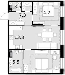 2-BD Apartment Sale, 55.5平方米 at Teatralnyi Kvartal, Rotmistrova Street, 2, Moscow, Russia #3 2-BD Apartment Sale, 55.5平方米 at Teatralnyi Kvartal, Rotmistrova Street, 2, Moscow, Russia #3