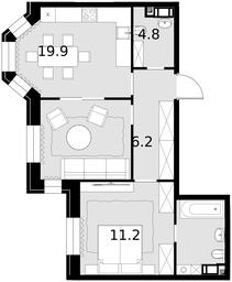 2-BD Apartment Sale, 60.1 sq. m. at Teatralnyi Kvartal, Rotmistrova Street, 2, Moscow, Russia #3