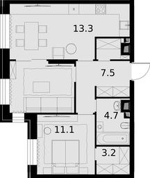 2-BD Apartment Sale, 59.1平方米 at Teatralnyi Kvartal, Rotmistrova Street, 2, Moscow, Russia #3