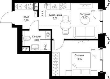 1-BD Apartment Sale, 34.1平方米 at SET, Vereyskaya Street, Moscow, Russia #3 1-BD Apartment Sale, 34.1平方米 at SET, Vereyskaya Street, Moscow, Russia #3