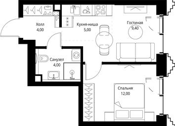 1-BD Apartment Sale, 34.4平方米 at SET, Vereyskaya Street, Moscow, Russia #2