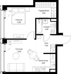 1-BD Apartment Sale, 45.3平方米 at SET, Vereyskaya Street, Moscow, Russia #3