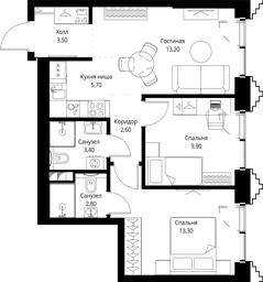 2-BD Apartment Sale, 54.4 sq. m. at SET, Vereyskaya Street, Moscow, Russia #2 2-BD Apartment Sale, 54.4 sq. m. at SET, Vereyskaya Street, Moscow, Russia #2