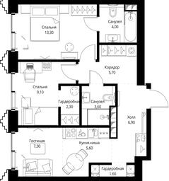 2-BD Apartment Sale, 59.4 sq. m. at SET, Vereyskaya Street, Moscow, Russia #3 2-BD Apartment Sale, 59.4 sq. m. at SET, Vereyskaya Street, Moscow, Russia #3