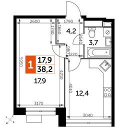 1-BD Apartment Sale, 38.2平方米 at Datskiy Kvartal, Datskiy Kvartal Residential Complex, posyolok Nagornoye, Mytishi Urban District, Moscow Region, Russia #2