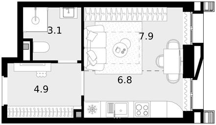 1-BD Apartment Sale, 23.4 sq. m. at Novaya Zvezda, Bachurinskaya ulitsa, 11, Settlement of Kommunarka, Moscow, Russia #3 1-BD Apartment Sale, 23.4 sq. m. at Novaya Zvezda, Bachurinskaya ulitsa, 11, Settlement of Kommunarka, Moscow, Russia #3