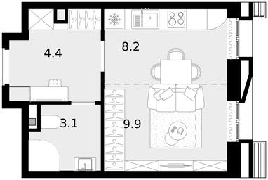 1-BD Apartment Sale, 27.3 sq. m. at Novaya Zvezda, Bachurinskaya ulitsa, 11, Settlement of Kommunarka, Moscow, Russia #3