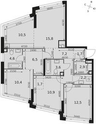 4-BD Apartment Sale, 90.5平方米 at Rotterdam, Varshavskoye Highway, 37Ак1с2, Moscow, Russia #4