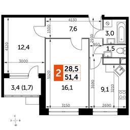 2-BD Apartment Sale, 51.4 sq. m. at Datskiy Kvartal, Datskiy Kvartal Residential Complex, posyolok Nagornoye, Mytishi Urban District, Moscow Region, Russia #2 2-BD Apartment Sale, 51.4 sq. m. at Datskiy Kvartal, Datskiy Kvartal Residential Complex, posyolok Nagornoye, Mytishi Urban District, Moscow Region, Russia #2