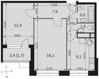2-BD Apartment Sale, 51.4 sq. m. at Datskiy Kvartal, Datskiy Kvartal Residential Complex, posyolok Nagornoye, Mytishi Urban District, Moscow Region, Russia #4