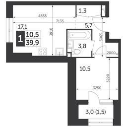 1-BD Apartment Sale, 39.9平方米 at Rezhisser, Vilgelma Pika Street, 3, Moscow, Russia #4