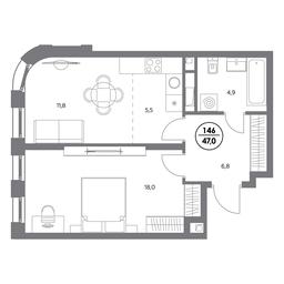 2-BD Apartment Sale, 47平方米 at Admiral, Shosseynaya Street, 4А, Moscow, Russia #3