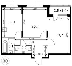 Продажа 2-комн. квартиры, 49,3 м² в ЖК «Первый Донской», жилой микрорайон Сапроново, деревня Сапроново, Ленинский городской округ, Московская область, Россия #4