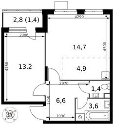 Продажа 2-комн. квартиры, 45,8 м² в ЖК «Первый Донской», жилой микрорайон Сапроново, деревня Сапроново, Ленинский городской округ, Московская область, Россия #4