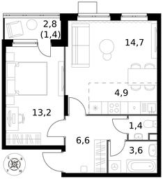 Продажа 2-комн. квартиры, 45,8 м² в ЖК «Первый Донской», жилой микрорайон Сапроново, деревня Сапроново, Ленинский городской округ, Московская область, Россия #3