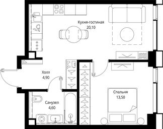 1-BD Apartment Sale, 43.1平方米 at Multikvartal CITYZEN, Vishnyovaya Street, Moscow, Russia #2 1-BD Apartment Sale, 43.1平方米 at Multikvartal CITYZEN, Vishnyovaya Street, Moscow, Russia #2