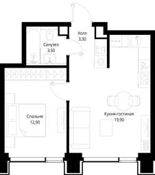 1-BD Apartment Sale, 39.6平方米 at Multikvartal CITYZEN, Vishnyovaya Street, Moscow, Russia #3