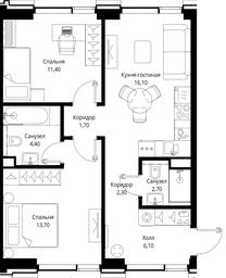 2-BD Apartment Sale, 58.4 sq. m. at Multikvartal CITYZEN, Vishnyovaya Street, Moscow, Russia #2 2-BD Apartment Sale, 58.4 sq. m. at Multikvartal CITYZEN, Vishnyovaya Street, Moscow, Russia #2