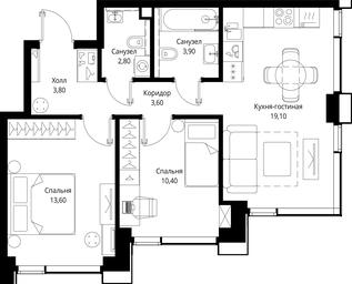 2-BD Apartment Sale, 57.2 sq. m. at Multikvartal CITYZEN, Vishnyovaya Street, Moscow, Russia #2 2-BD Apartment Sale, 57.2 sq. m. at Multikvartal CITYZEN, Vishnyovaya Street, Moscow, Russia #2