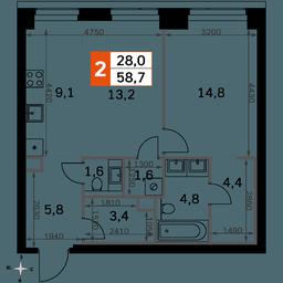 2-BD Apartment Sale, 58.7 sq. m. at Amber City, 3rd Khoroshyovsky Drive, 3А, Moscow, Russia #2 2-BD Apartment Sale, 58.7 sq. m. at Amber City, 3rd Khoroshyovsky Drive, 3А, Moscow, Russia #2