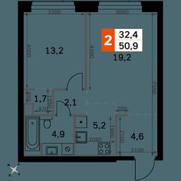 2-BD Apartment Sale, 50.9 sq. m. at Amber City, 3rd Khoroshyovsky Drive, 3А, Moscow, Russia #2