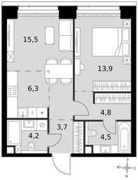 2-BD Apartment Sale, 52.9平方米 at Amber City, 3rd Khoroshyovsky Drive, 3А, Moscow, Russia #3 2-BD Apartment Sale, 52.9平方米 at Amber City, 3rd Khoroshyovsky Drive, 3А, Moscow, Russia #3
