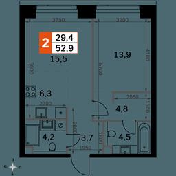 2-BD Apartment Sale, 52.9平方米 at Amber City, 3rd Khoroshyovsky Drive, 3А, Moscow, Russia #2 2-BD Apartment Sale, 52.9平方米 at Amber City, 3rd Khoroshyovsky Drive, 3А, Moscow, Russia #2