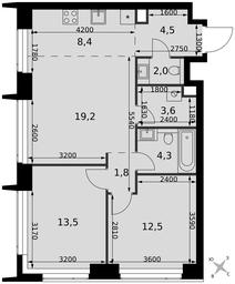 3-BD Apartment Sale, 69.8 sq. m. at Amber City, 3rd Khoroshyovsky Drive, 3А, Moscow, Russia #4