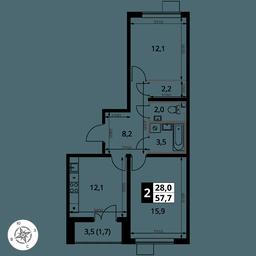 2-BD Apartment Sale, 57.7 sq. m. at Pervy Yuzhny, zhiloy kompleks Pervy Yuzhny, Leninskiy City District, Moscow Region, Russia #2 2-BD Apartment Sale, 57.7 sq. m. at Pervy Yuzhny, zhiloy kompleks Pervy Yuzhny, Leninskiy City District, Moscow Region, Russia #2