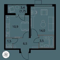 1-BD Apartment Sale, 38.1 sq. m. at Pervy Yuzhny, zhiloy kompleks Pervy Yuzhny, Leninskiy City District, Moscow Region, Russia #3