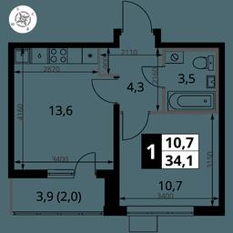 1-BD Apartment Sale, 34.1平方米 at Pervy Yuzhny, zhiloy kompleks Pervy Yuzhny, Leninskiy City District, Moscow Region, Russia #2 1-BD Apartment Sale, 34.1平方米 at Pervy Yuzhny, zhiloy kompleks Pervy Yuzhny, Leninskiy City District, Moscow Region, Russia #2