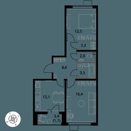 2-BD Apartment Sale, 59 sq. m. at Pervy Yuzhny, zhiloy kompleks Pervy Yuzhny, Leninskiy City District, Moscow Region, Russia #3 2-BD Apartment Sale, 59 sq. m. at Pervy Yuzhny, zhiloy kompleks Pervy Yuzhny, Leninskiy City District, Moscow Region, Russia #3