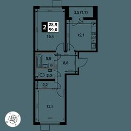 2-BD Apartment Sale, 59 sq. m. at Pervy Yuzhny, zhiloy kompleks Pervy Yuzhny, Leninskiy City District, Moscow Region, Russia #2 2-BD Apartment Sale, 59 sq. m. at Pervy Yuzhny, zhiloy kompleks Pervy Yuzhny, Leninskiy City District, Moscow Region, Russia #2