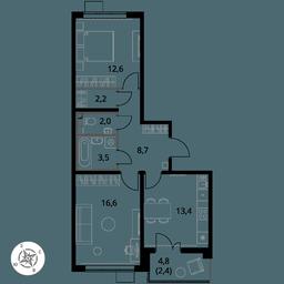 2-BD Apartment Sale, 61.4 sq. m. at Pervy Yuzhny, zhiloy kompleks Pervy Yuzhny, Leninskiy City District, Moscow Region, Russia #3