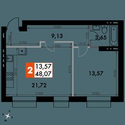1-BD Apartment Sale, 48.4平方米 at Park Aprel, ulitsa Park Aprel, 1, Aprelevka, Naro-Fominskiy City District, Moscow Region, Russia #4