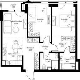 2-BD Apartment Sale, 70.36 sq. m. at Jois, 3rd Silikatny Drive, 10, Moscow, Russia #3 2-BD Apartment Sale, 70.36 sq. m. at Jois, 3rd Silikatny Drive, 10, Moscow, Russia #3