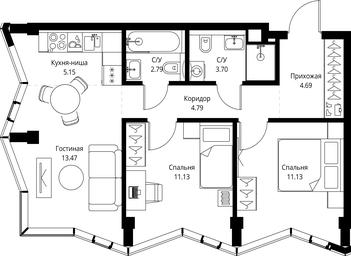 2-BD Apartment Sale, 56.85平方米 at MIRA, Mira Avenue, Moscow, Russia #2 2-BD Apartment Sale, 56.85平方米 at MIRA, Mira Avenue, Moscow, Russia #2
