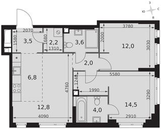 3-BD Apartment Sale, 61.4 sq. m. at Sydney City, Shenogina Street, 2, Moscow, Russia #2